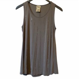 Vocal rhinestone sleeveless top gray S EUC